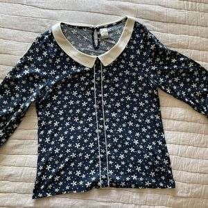 Navy Floral Blouse